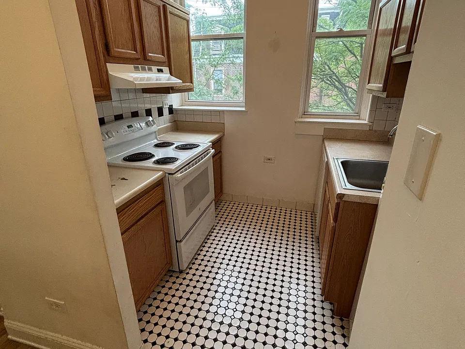 Kitchen, electric stove, dishwasher