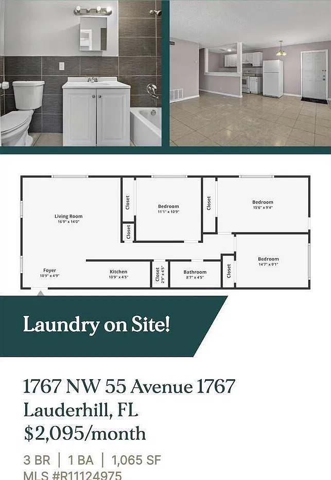 3 bed, 1.0 bath, 1065 sqft, $1,975 — Photo 2
