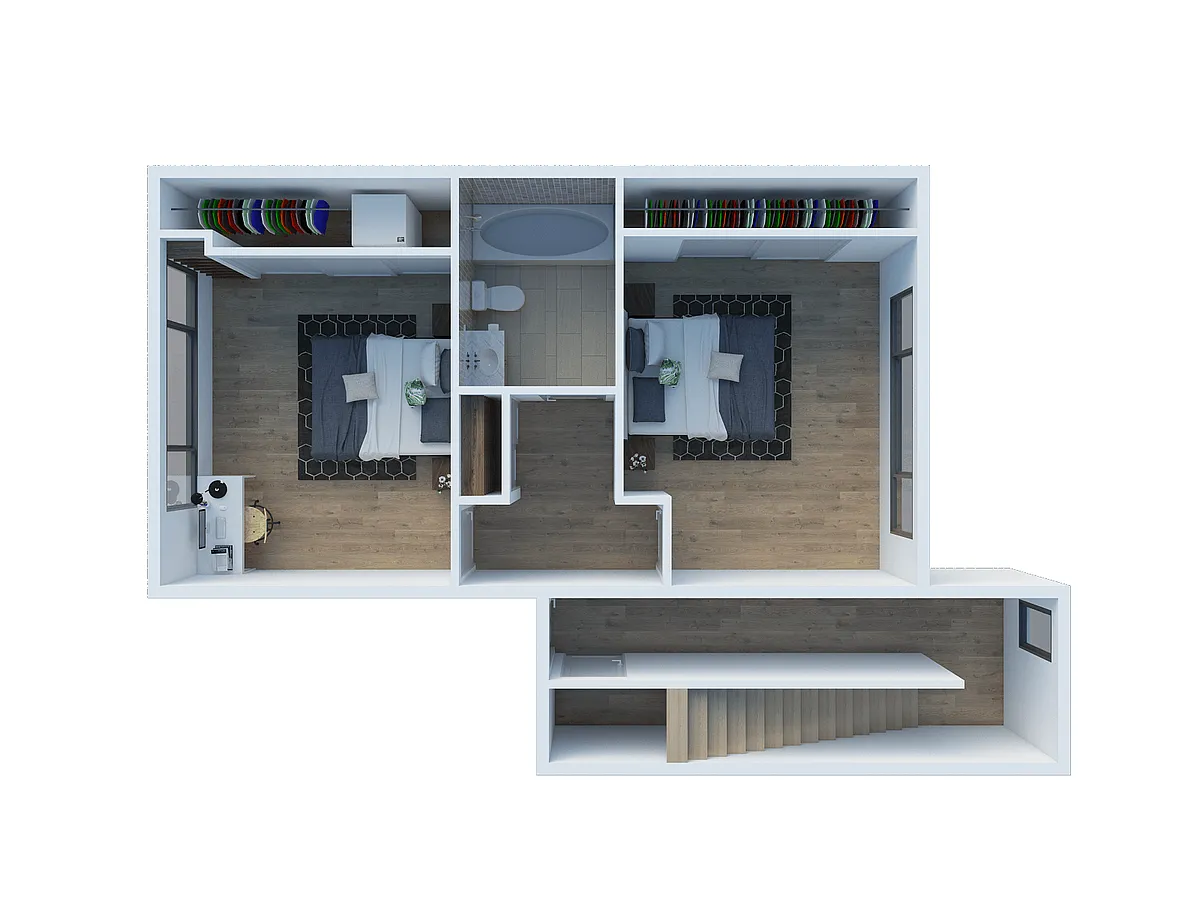 Floor plan 2 Bed 1.5 Bath Townhome 1130SF