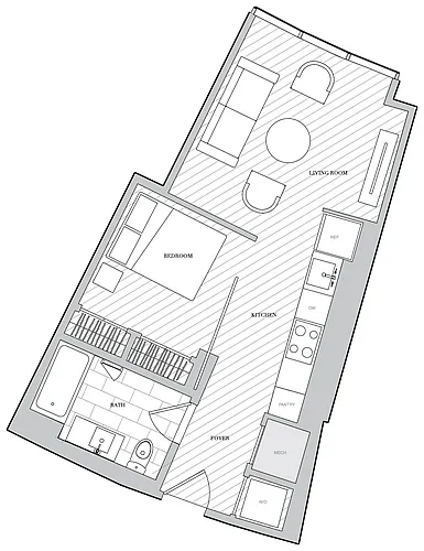 Floor plan 1 Bed 1 Bath BR JR