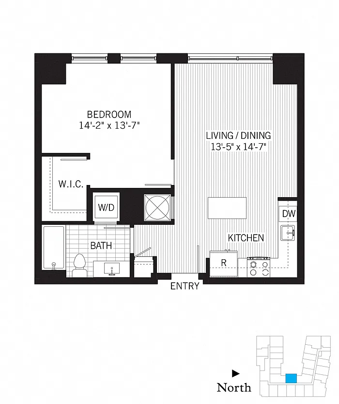 Floor plan 1 Bed - 1 Bath | a03
