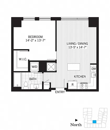 Floor plan 1 Bed - 1 Bath | a03