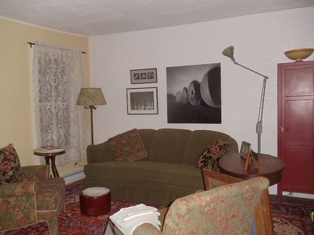 This shows the living room from a previous tenant. The apartment is unfurnished.