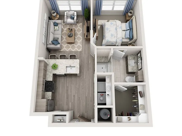 Floor plans are artist's rendering. All dimensions are approximate. Actual product and specifications may vary in dimension or detail. Not all features are available in every apartment. Prices and availability are subject to change. Floor plans are artist