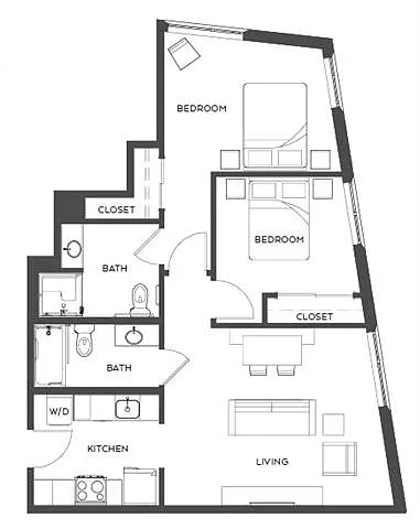Floor plan Corner/2bed