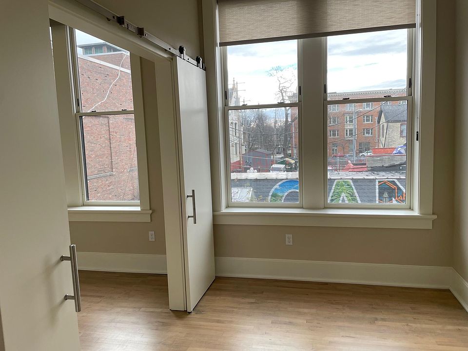 South-facing office area and bedroom.