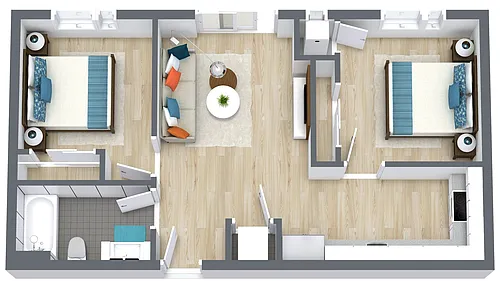 Floor plan 2 Bedrooms, 1 Bathroom