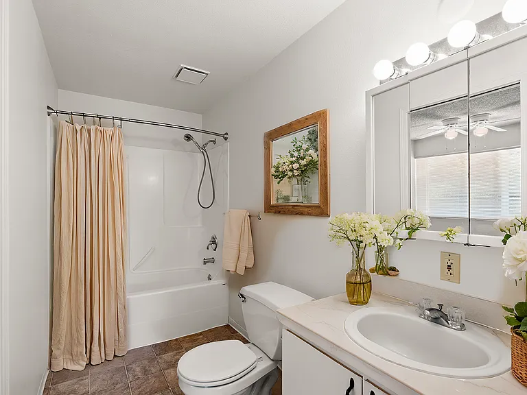 Experience serenity in this beautifully designed bathroom, perfect for relaxation.