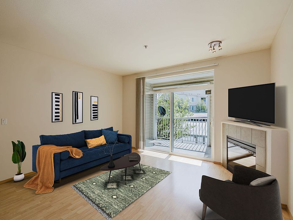 Virtually Staged Living Room. Bright, open living room virtually staged to show furniture layout.