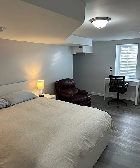 Furnished lower level bedroom for rent - new construction