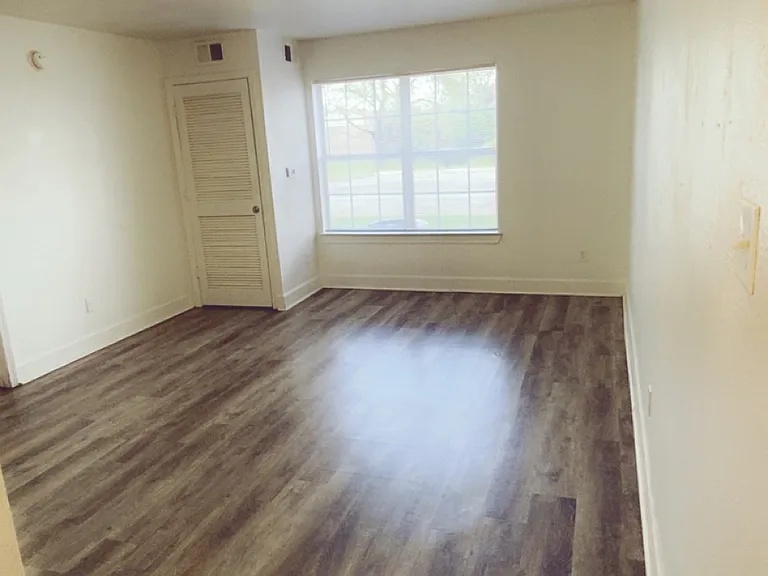 1 bedroom unit: living room from entryway