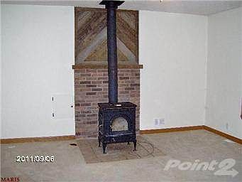 Wood stove in living area