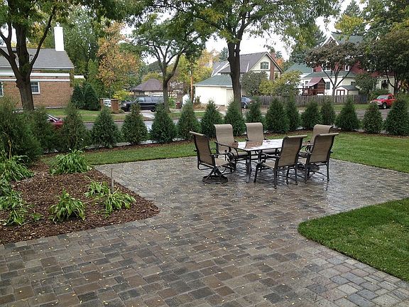 Double patio and gardens