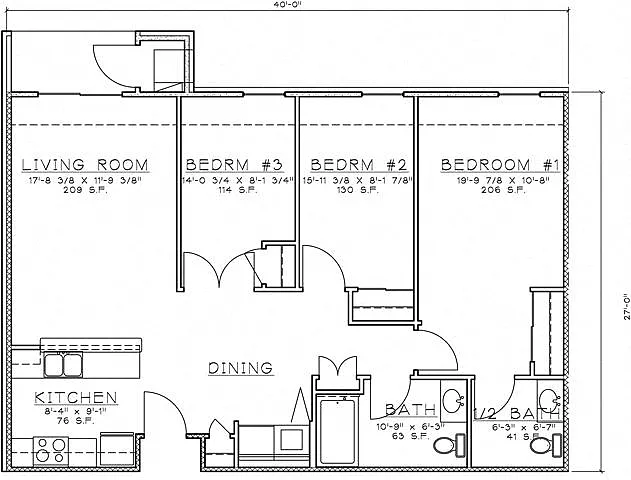 Floor plan 3 Bedroom Unit