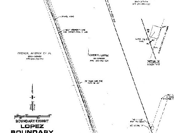 Survey Map.  22.7 acres with current home.  Zoned for 2.3 acre lots.