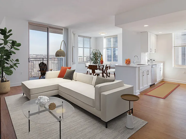 Living Room with Hard Surface Flooring and Balcony