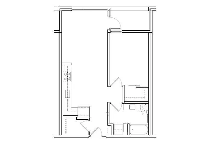 Floor plan 1 Bed, 1 Bath A2