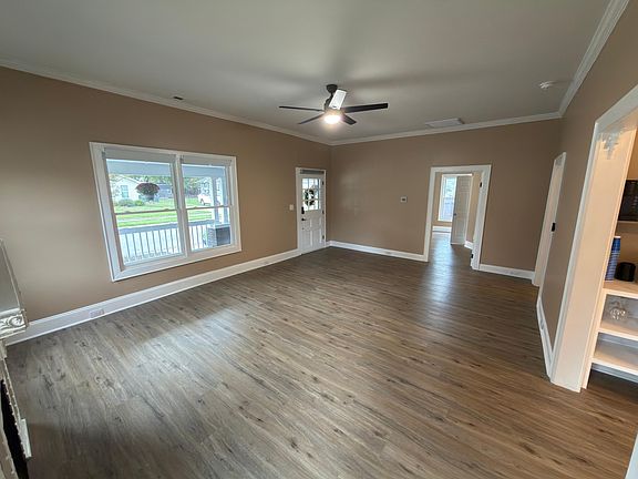 Front door and living room