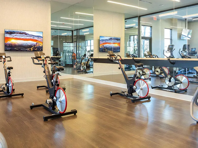 Private Spin Studio with Stationary Bikes and TV Screens