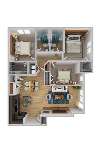 Floor plan C1C - Three Bedroom, Two Bathroom