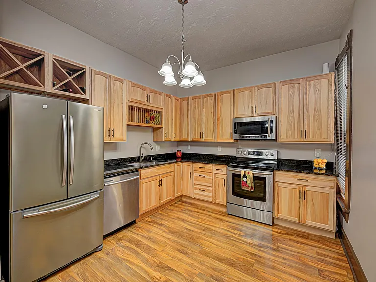 Kitchen with all stainless steel appliances