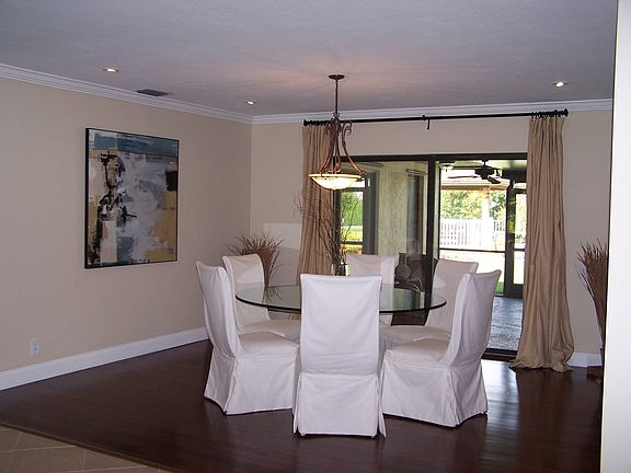 Dining room with real African Mahogany hardwood floors