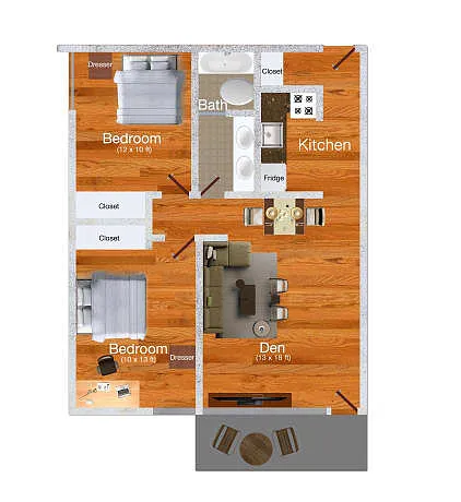 Floor plan 2 Bed Corner Unit