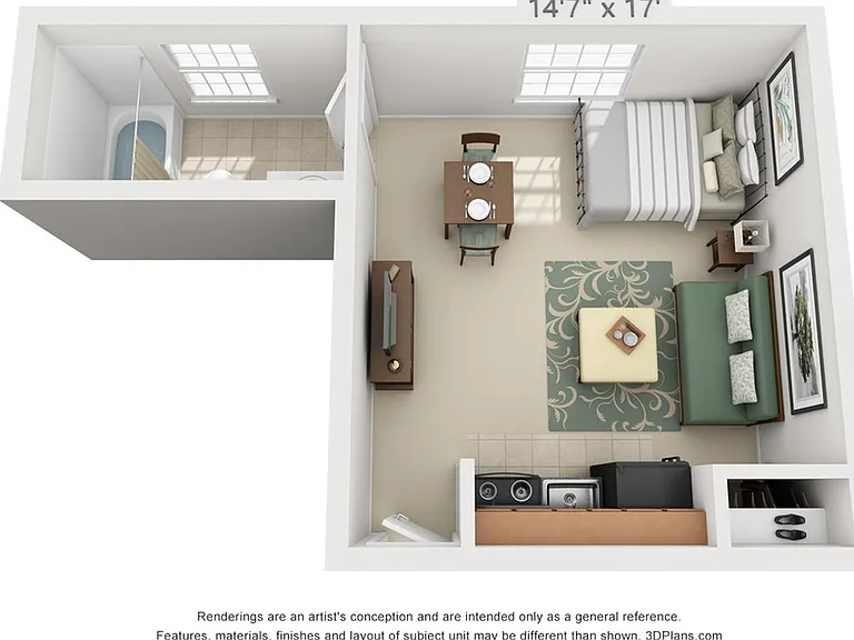 SMALL STUDIO - 250 SF SMALL STUDIO - 250 SF