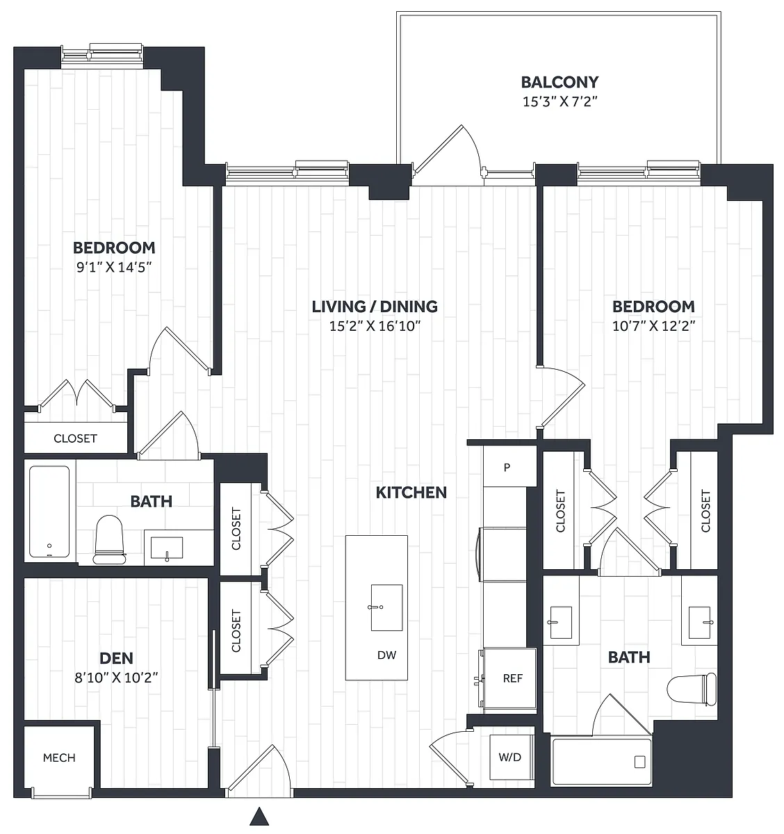 Floor plan 2 Bed/2 Bath Den PH - Stratos - CC18