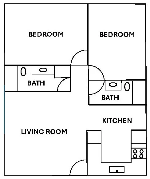 Floor plan 2 Bed 2 Bath