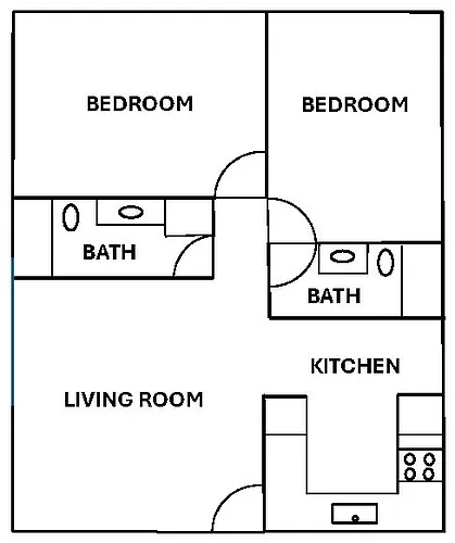 Floor plan 2 Bed 2 Bath