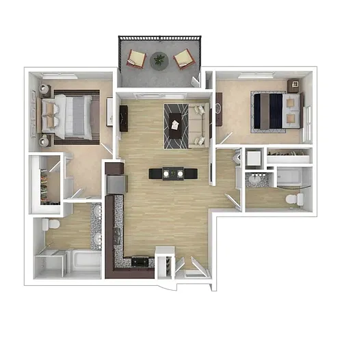 Floor plan 2 Bedroom 2 Bathroom D