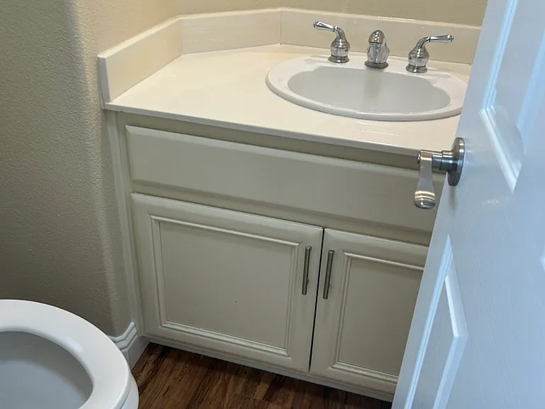 Powder room downstairs, freshly painted interiors