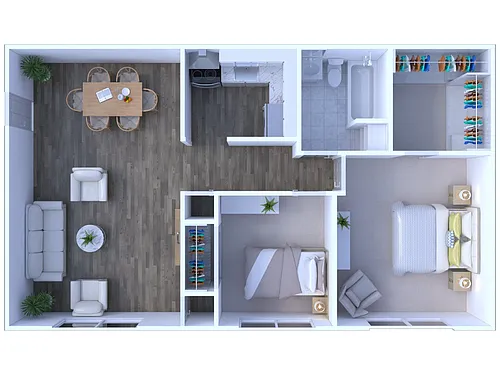 Floor plan 2BR - 1BTH Upgraded
