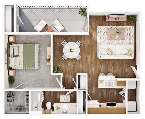 Floor plan A3 - 1 bed/1bath