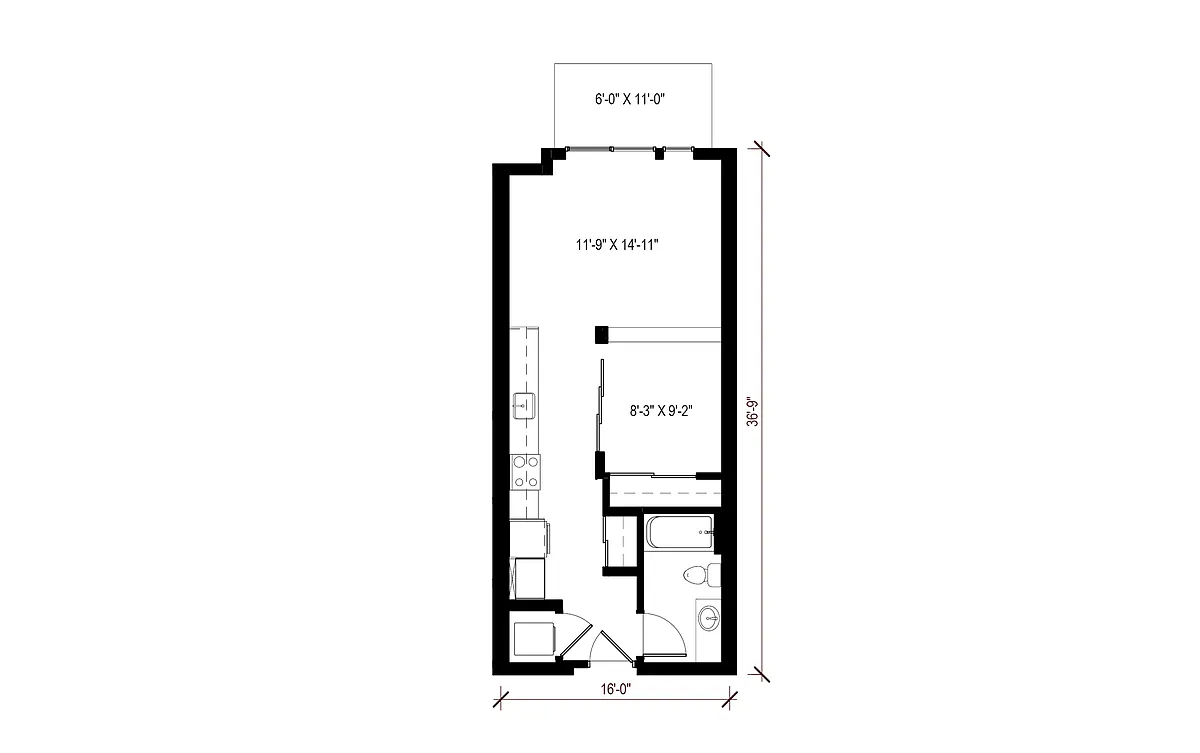 Floor plan Urban 1 Bedroom - U2