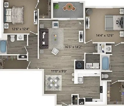 Two bedroom two bath floor plan Two bedroom two bath floor plan