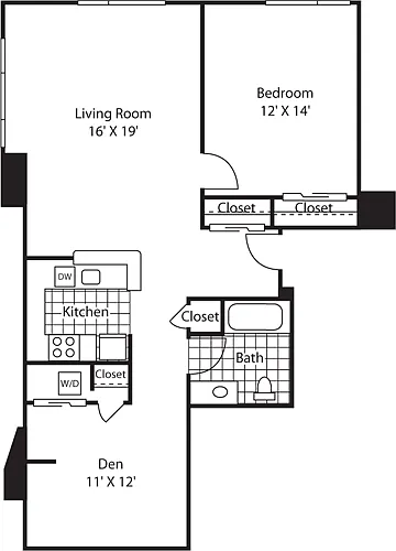 Floor plan One Bedroom 978 B