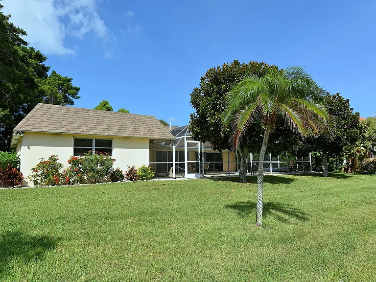 View of the pool area from the back yard