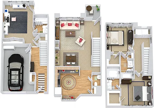 Floor plan Great Scott Townhome with Garage and Study