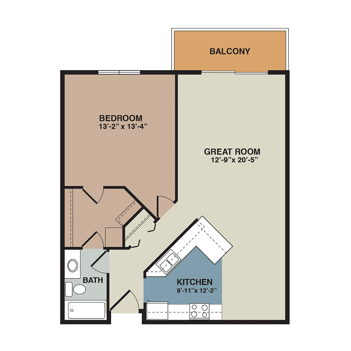 Floor plan 1B - 1 Bedroom