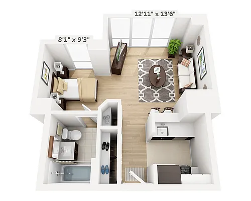 Floor plan Studio (E1A-775)