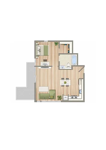 Floor plan One Bedroom/One Bathroom