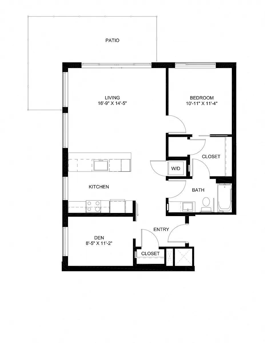 Floor plan One Bedroom Den C5