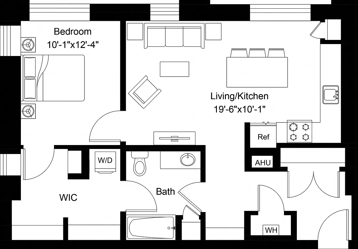 Floor plan 1 Bed/1 Bath Den-A5D