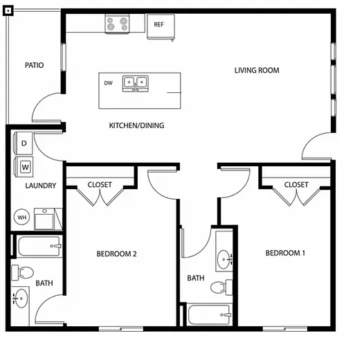 Floor plan 2 Bed 2 Bath