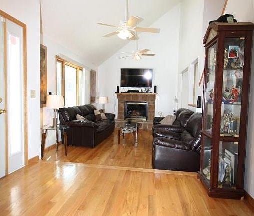 Vaulted ceilings and beautiful real hardwoods in living space.