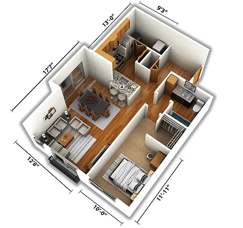 Floor plan 1 Bedroom 1 Bath