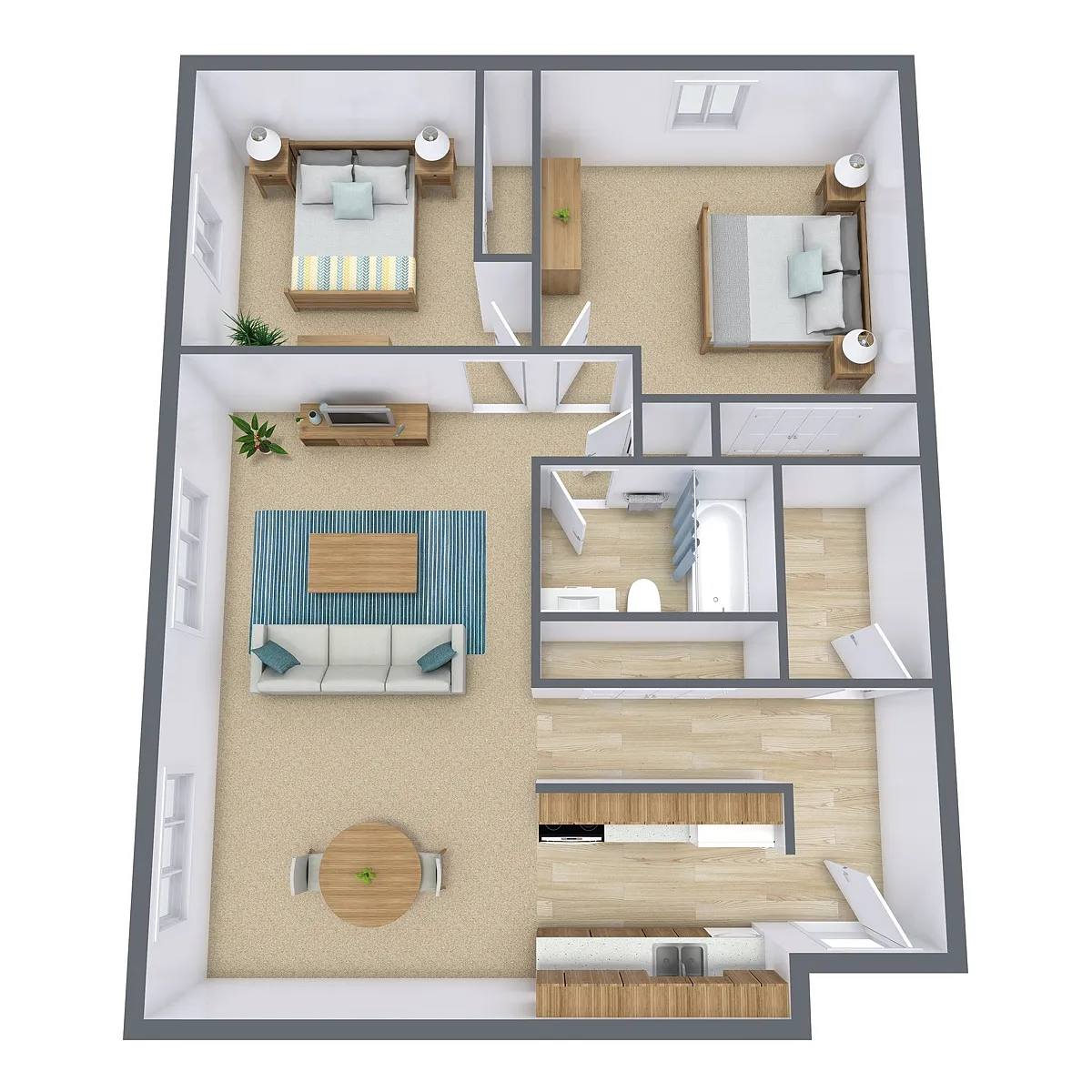 Floor plan Two Bedroom 21B