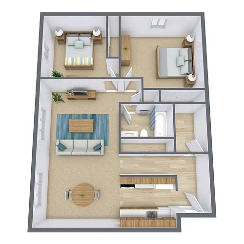 Floor plan Two Bedroom 21B